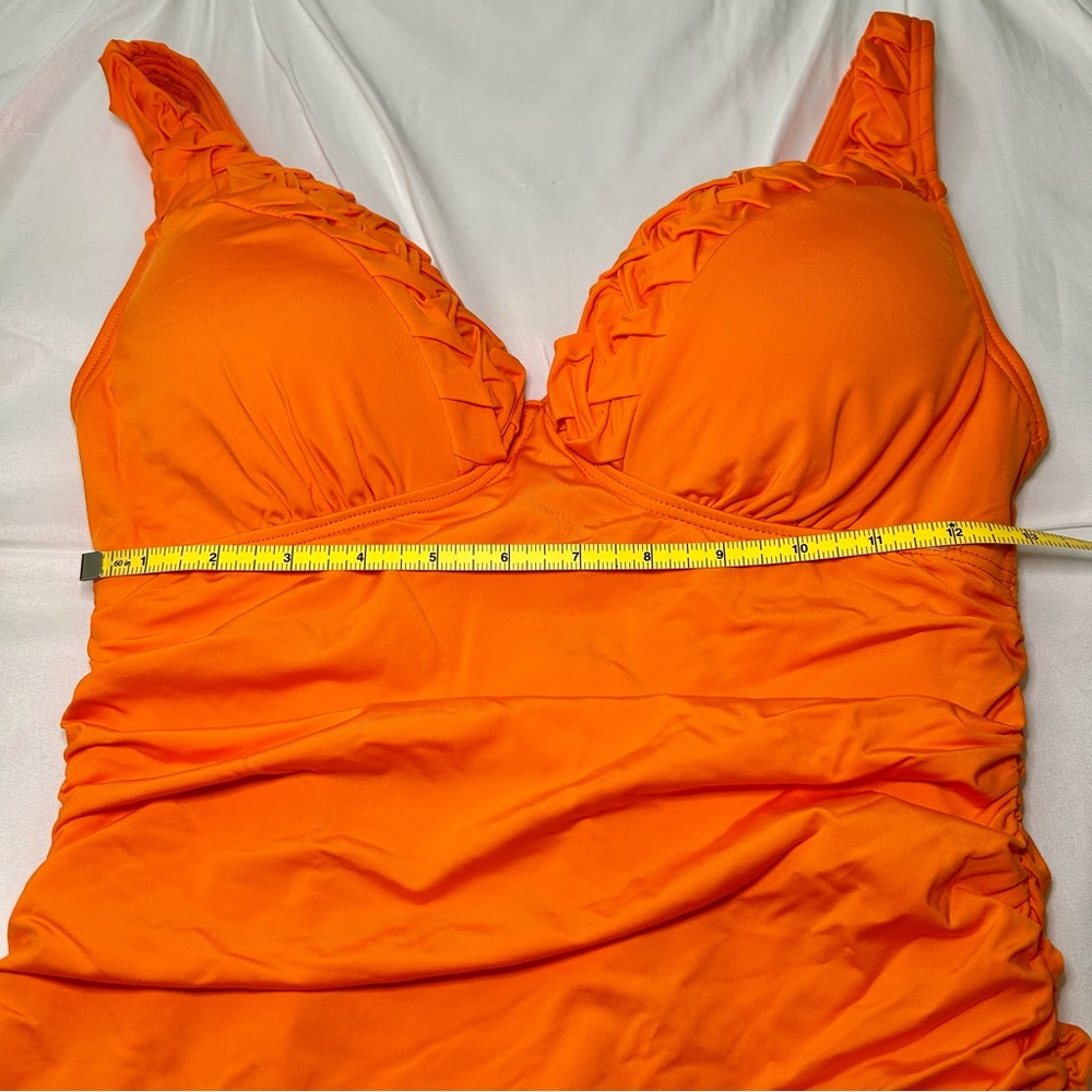 NWT Jantzen Orange V-Neck Ruch Mid Section Lightly Padded Cups One Piece Sz 10 - Picture 5 of 15